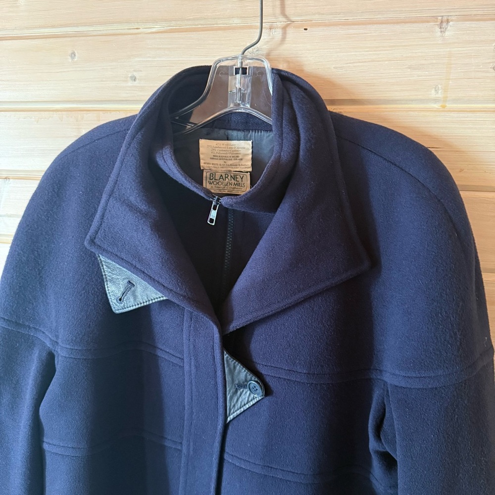 Blarney Woollen Mills Navy Wool Cashmere Coat Women’s 14 | Made in Ireland